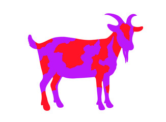 Obraz premium Abstract Purple and Red Goat Illustration
