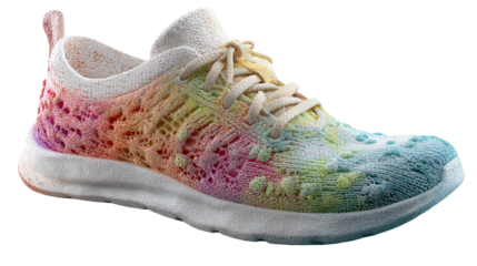 Sneakers Side View with 3D Cloth Texture, Isolated on Transparent Background
