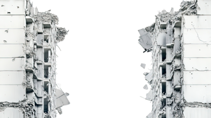 Damaged building windows, urban decay concept