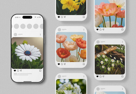 Smartphone with Social Media Post Mockup