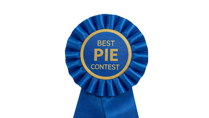 National pie day best pie contest blue award ribbon with gold lettering and pie graphic satin rosette for baking competition