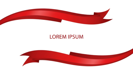 Red ribbon banners with text