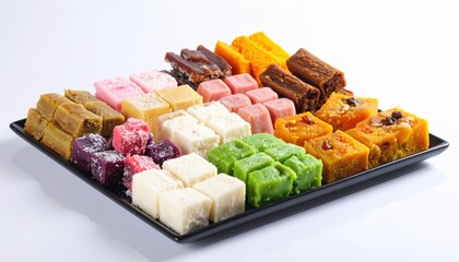 Platt of different types of cheese on white background stock photo.