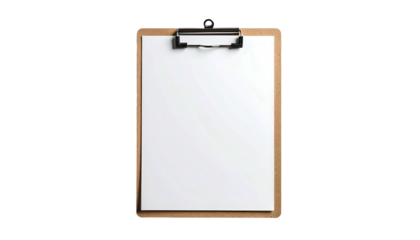 A vertical image showcasing a clipboard with a blank white paper sheet, against a black background
