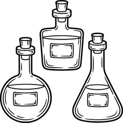 Three alchemical bottles
