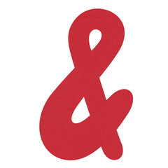 Bold Red Modern Sans Serif Ampersand Symbol Isolated