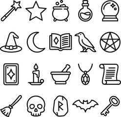 Collection of mystical symbols and items