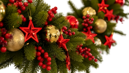 Elegant christmas garland with ornaments