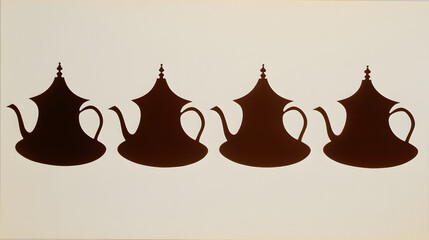 flagons. Dark brown elliptical silhouettes of flagons with spouts on light background. bar promotions, beverage menus, designed for product packaging and bar promotions, used by video editors.