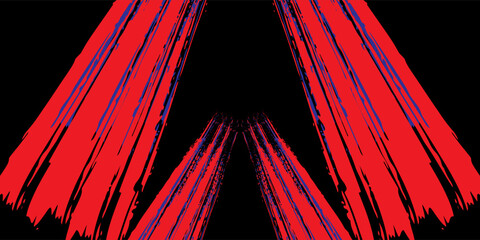 Car sticker wrap banner abstract sporty lines blue, red and black grunge color combination brush thunder storm pattern motorsport racing, Eps 10.