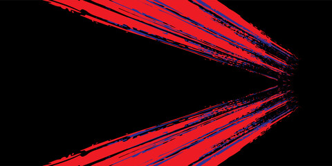 Car sticker wrap banner abstract sporty lines blue, red and black grunge color combination brush thunder storm pattern motorsport racing, Eps 10.