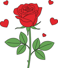 Happy Valentine&rsquo;s Day Red Rose Love Flower Romantic Rose Valentine Illustration