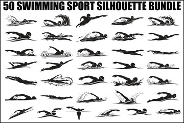 Swimming Sport Silhouette Vector Bundle