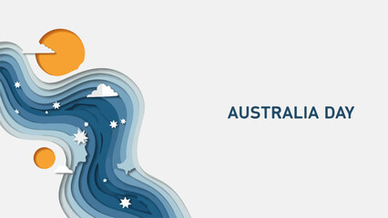 Australia Day Festival Poster with Paper Cut Style and Copy Space for Event Promotions, Social Media Graphics, and Community Awareness Campaigns