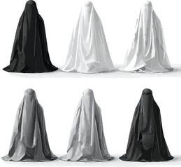 Naklejka premium Create a kinds of deferent smart burqa vector art with white background.