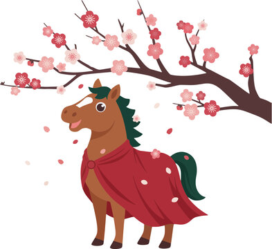 Chinese New Year of the Horse Cute Cartoon Mascot Vector Set