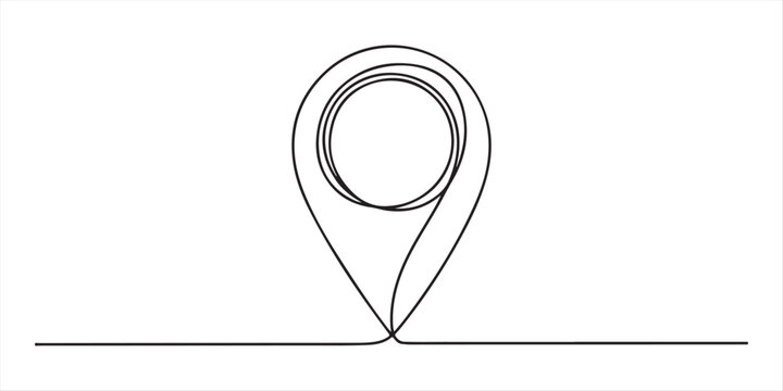 Continuous one line drawing of location icon concept. Continuous line draw design graphic vector, Continuous single line drawing of home location map isolated on white background. Graphic illustration