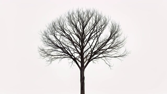 A Solitary Tree With Intricate Bare Branches Against a White Sky Backdrop Winter Nature Scene.jpg - Powered by Adobe