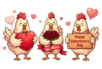 Funny Chicken Valentine PNG Sublimation, Cute Farm Animal Clipart, Happy Valentines Day White Rooster Hen Design for Shirt