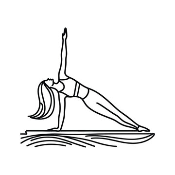 Woman in yoga side plank pose line fitness exercise