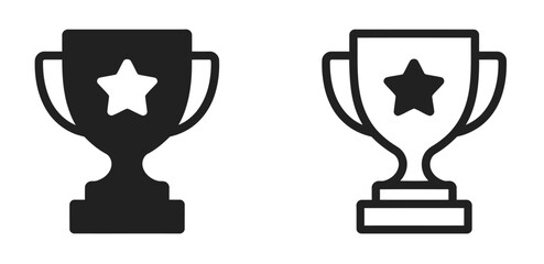 Trophy icon vector featuring classic trophy cup symbol, award and achievement illustration, suitable for apps, websites, ui design, sports graphics and vector competition projects.