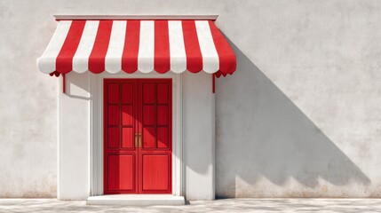 Red striped awning shop front