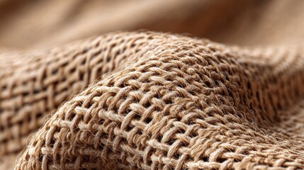 Closeup beige woven fabric texture
