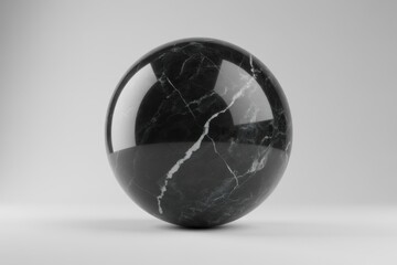 Black marble sphere on grey
