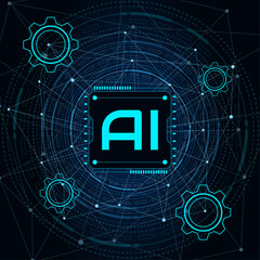 Artificial Intelligence ,AI chipset on circuit board, futuristic Technology Concept	
