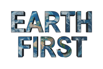 Earth First Text with Planet Texture