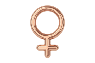 Female gender symbol in rose gold