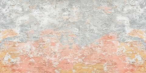 Grungy Wall with Distressed Paint, Gray and Peach Aged Surface, Abstract Textured Decorative Layer