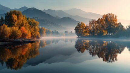 Autumn reflection landscape