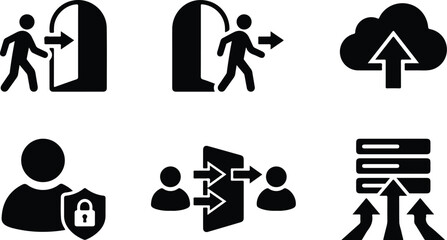 silhouette set of Cyber Security related icons