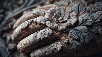 Carved hand decorated flower