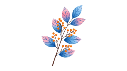 Colorful leaf branch with berries