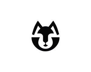 Black Fox Head Logo Design Vector