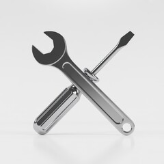 Wrench and Screwdriver Crossed