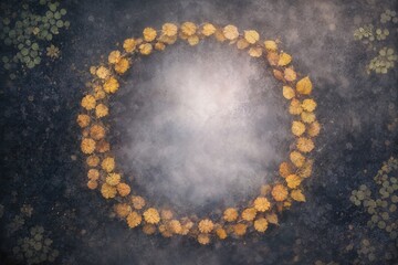 Tranquil Autumn Leaf Circle on Water
