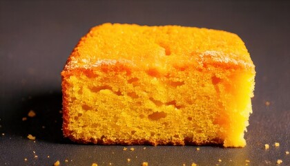 Close-up of a Delicious Slice of Homemade Orange Cake.