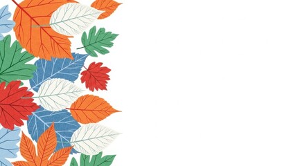 Vibrant autumn leaves border design with white space for copy