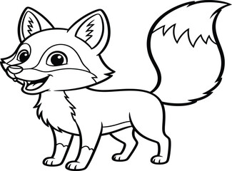 Obraz premium A cartoon drawing of a cute fox with a fluffy tail and big eyes