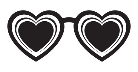 Bold heart shaped sunglasses with layered frame effect and dark lenses for contemporary fashion brand identity design