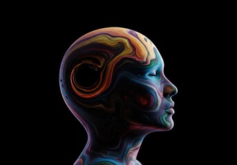 Deep abstract flow of liquid color and light simulating mental absorption and total focus in a conceptual digital space, connection, matrix, glow