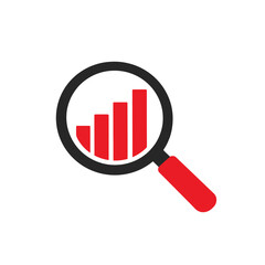 Vector  of magnifying glass with graph. Symbol of research. Icon of trend market new concept