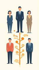 Leadership diagram flat design organizational growth theme animation colored pastel