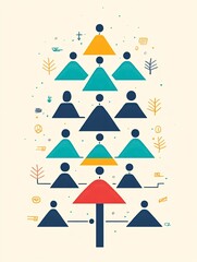 Leadership diagram flat design organizational growth theme animation colored pastel