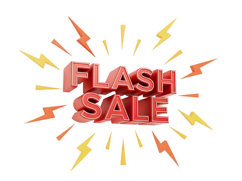 A bold 3D red text 'FLASH SALE' is surrounded by energetic radiating yellow and orange lightning bolts creating a dynamic visual that powerfully communicates an urgent limited time discount offer
