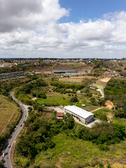 Aerial landscape of Bananeiras Paraiba Brazil with hills vegetation and urban area