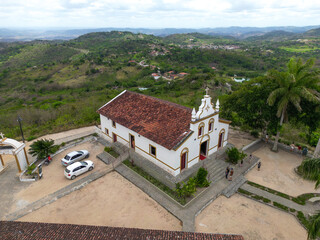 Aerial view of historic church complex in Bananeiras Paraiba Brazil